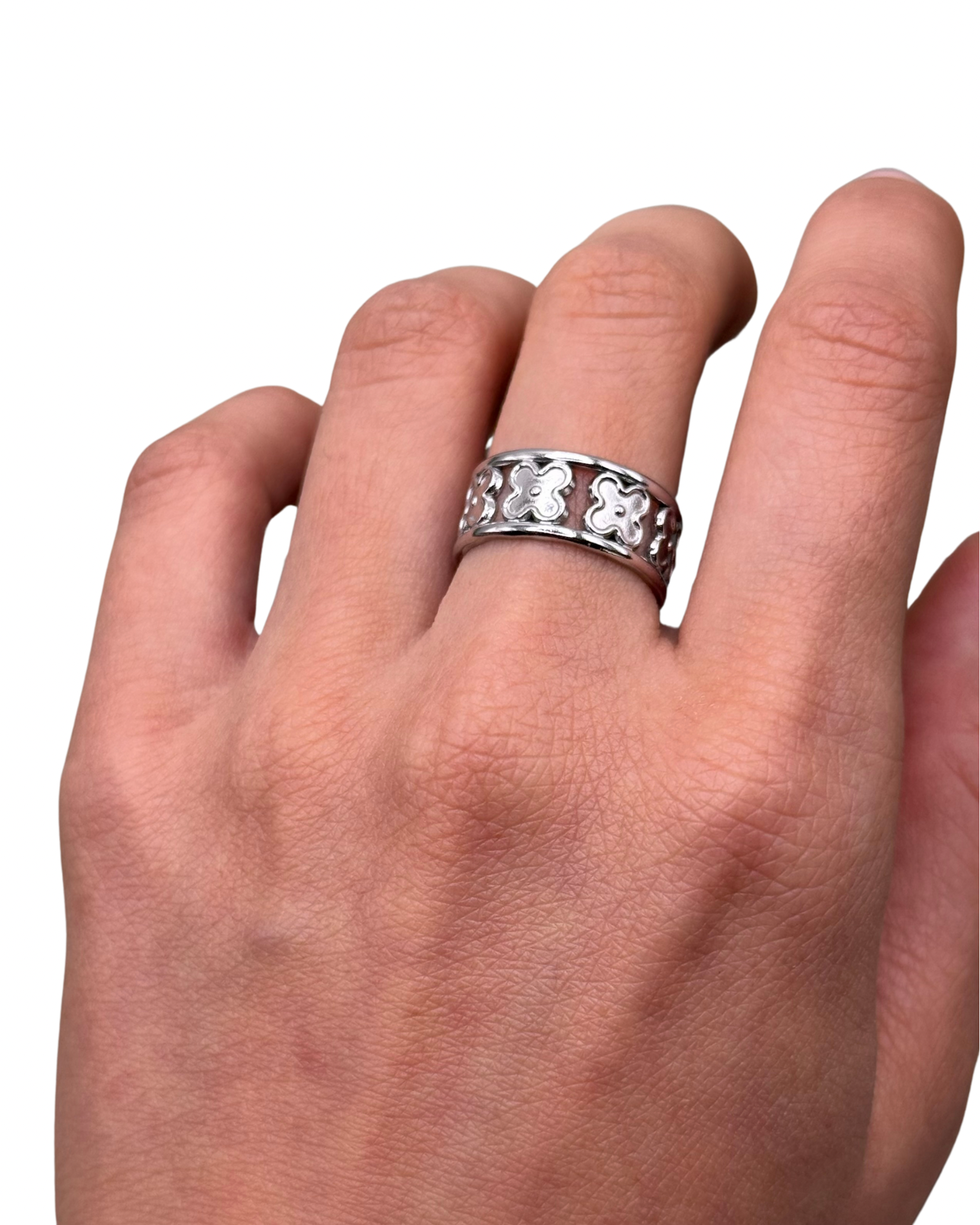 Silver Peony Ring