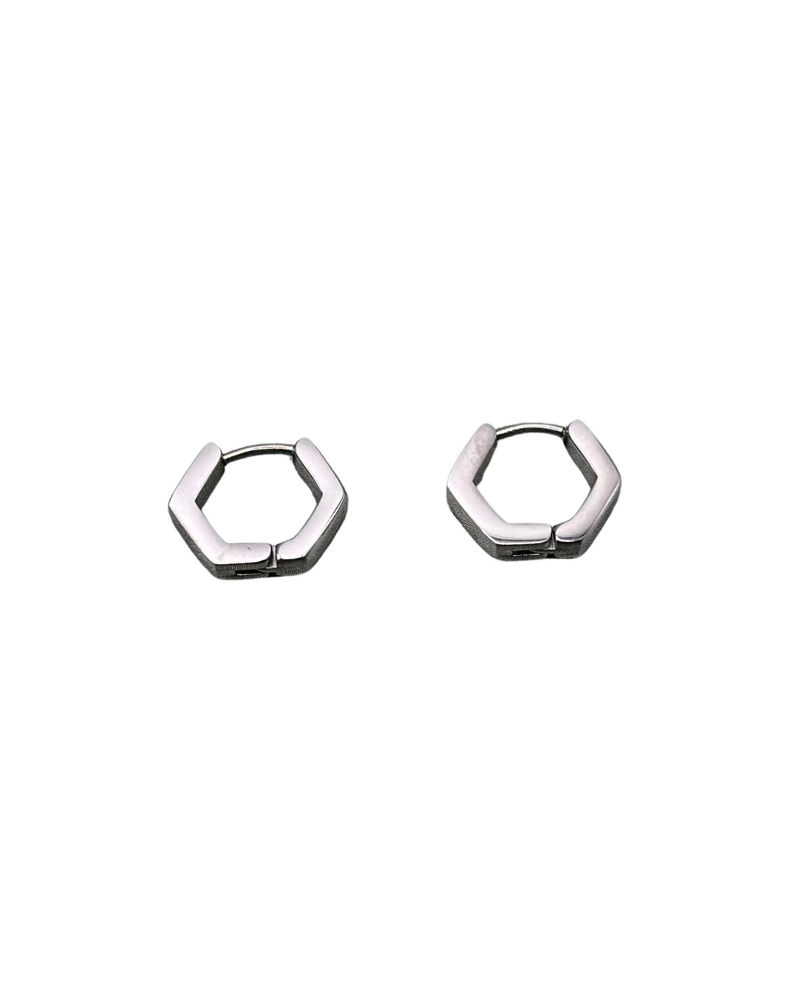 Silver Hexagon Earrings