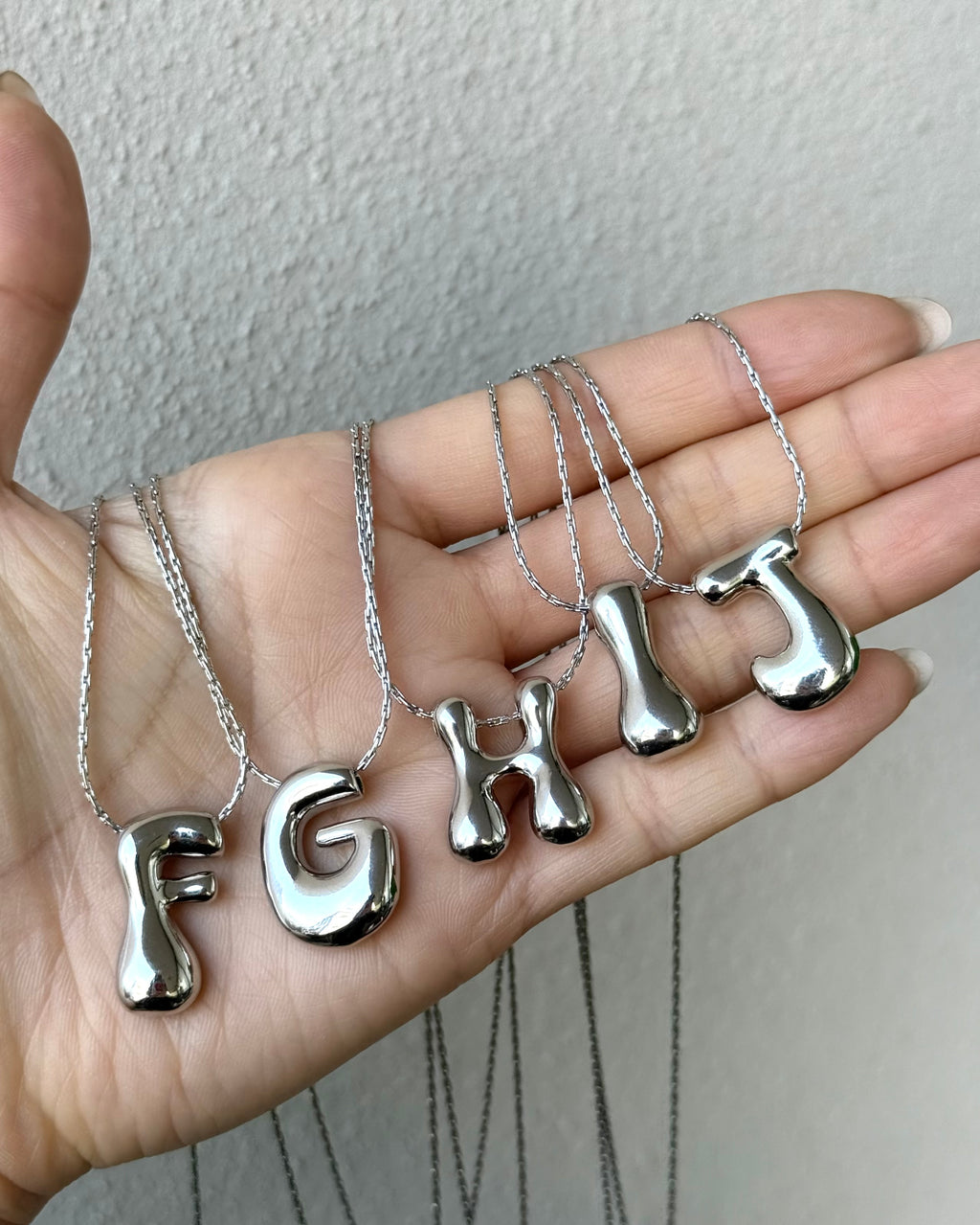 Silver 3D Initial Necklace