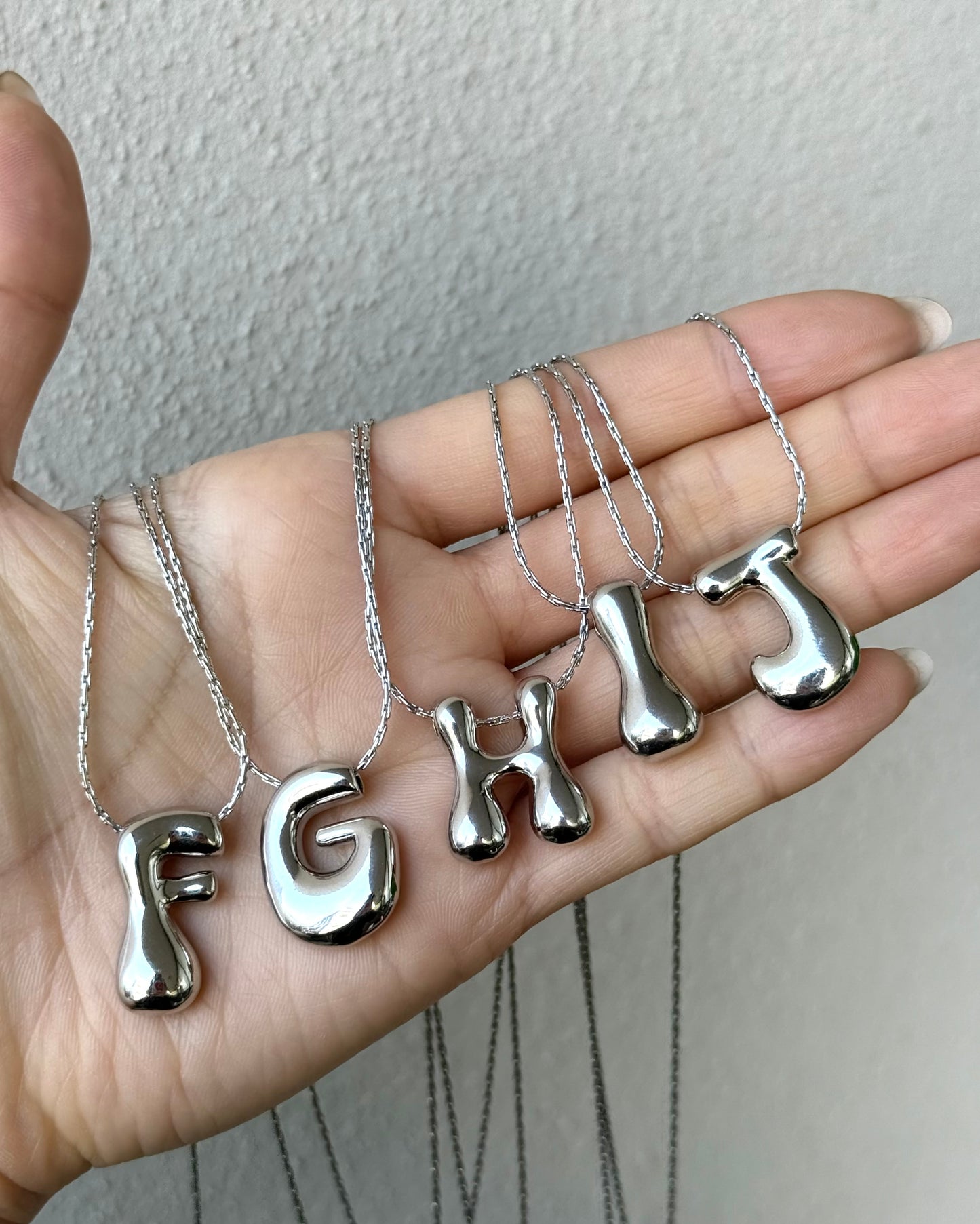 Silver 3D Initial Necklace