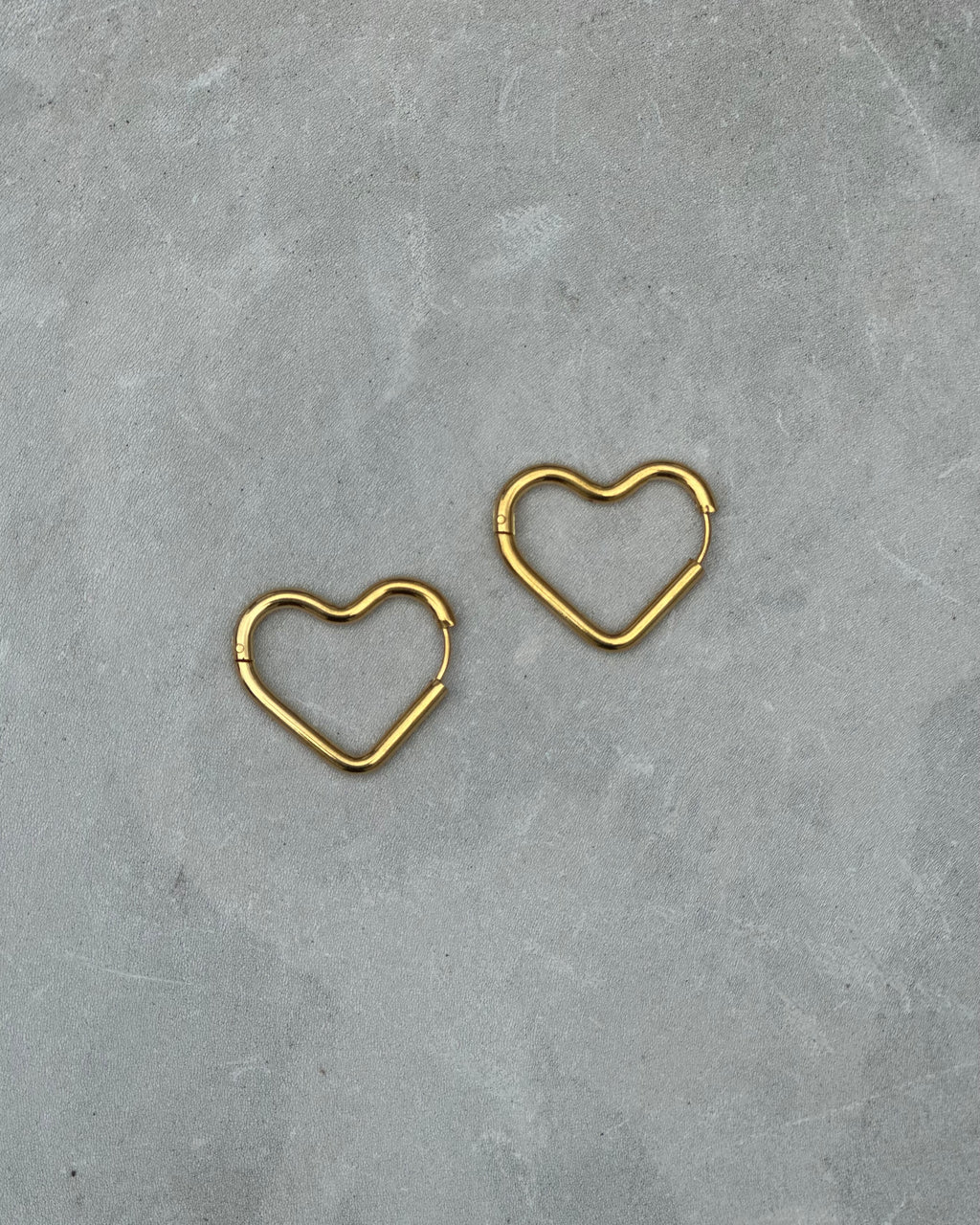 Gold Hollow Heart Earrings