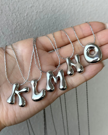 Silver 3D Initial Necklace