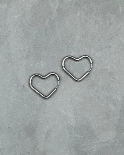 Silver Hollow Heart Earrings