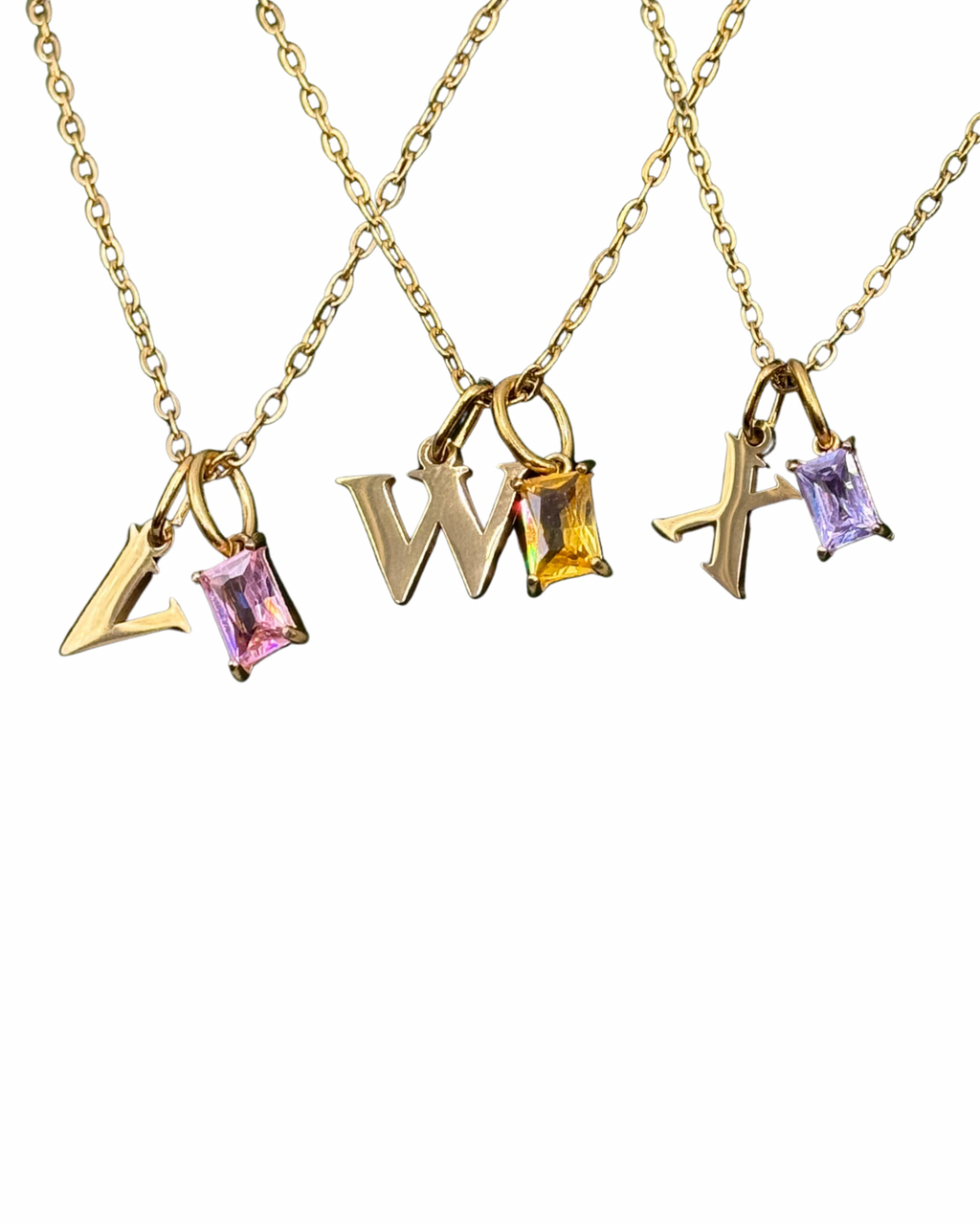 Birthstone Initial Necklace