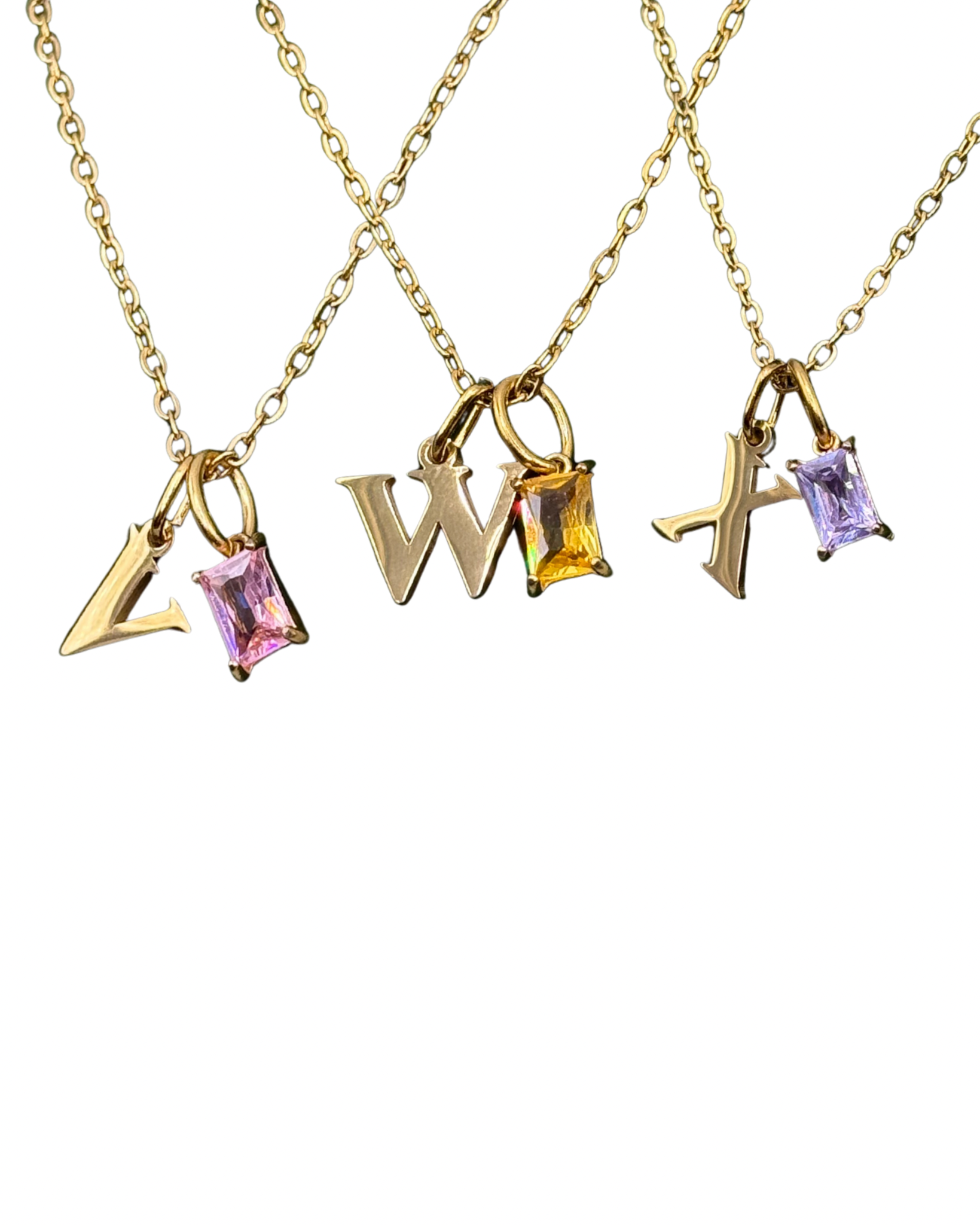 Birthstone Initial Necklace