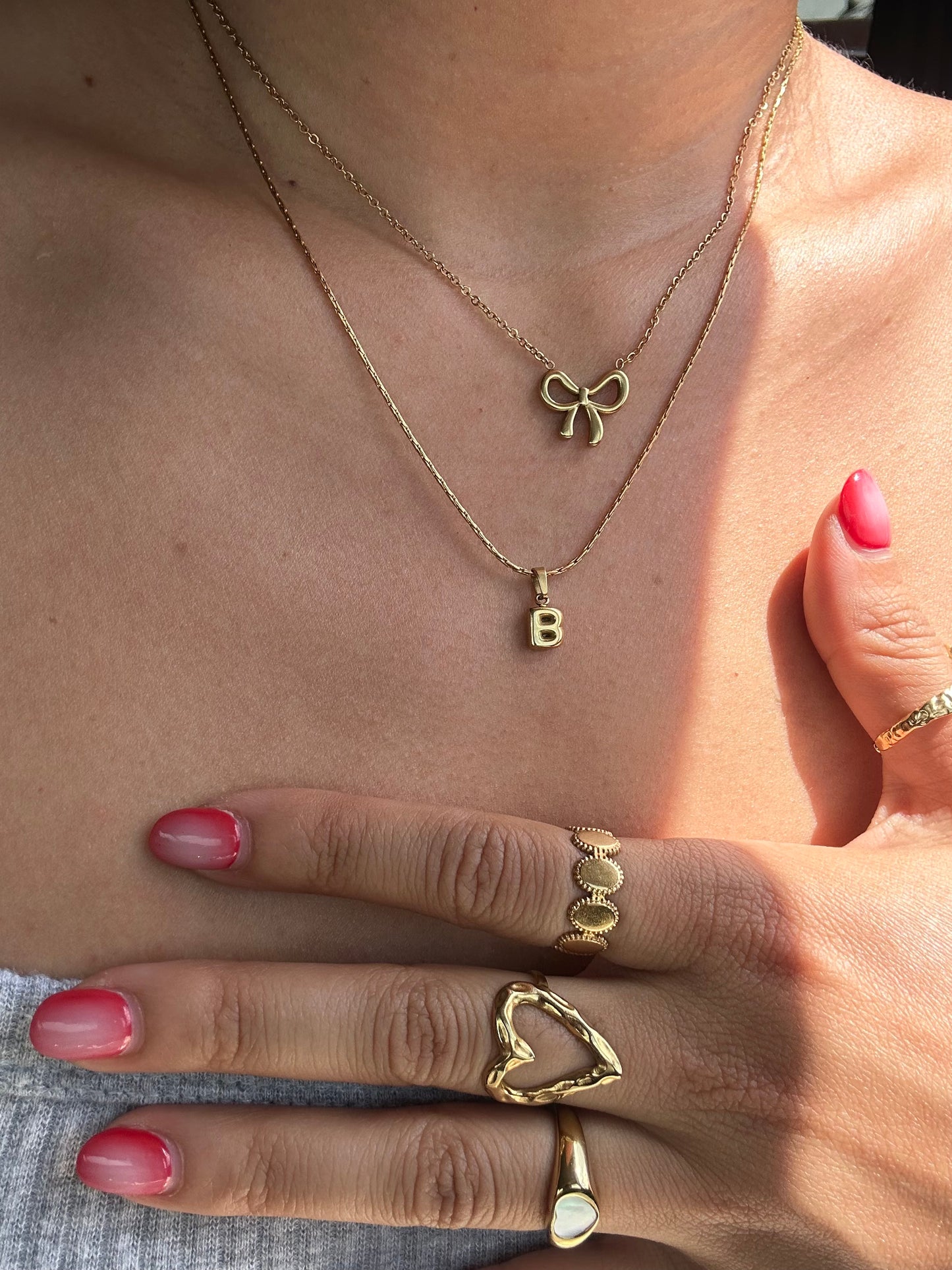 Gold Puffy Initial Necklace