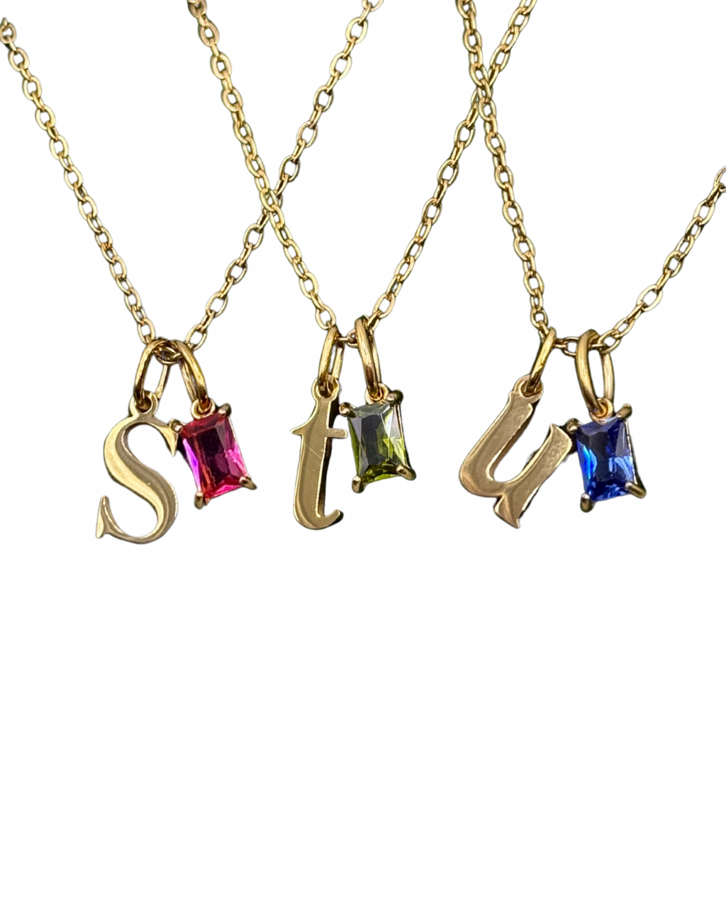 Birthstone Initial Necklace