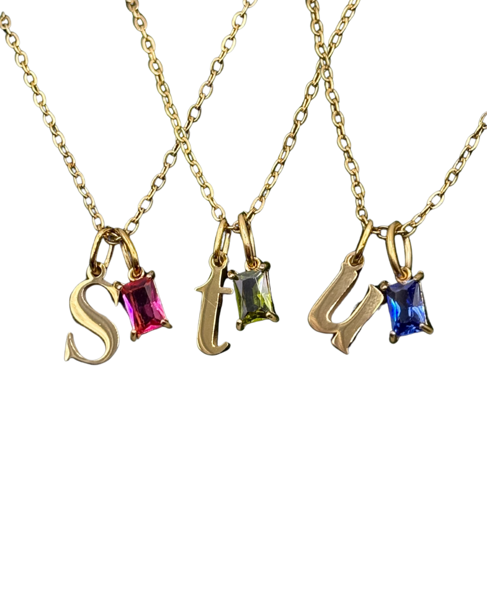 Birthstone Initial Necklace