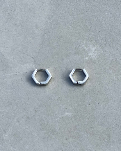 Silver Hexagon Earrings