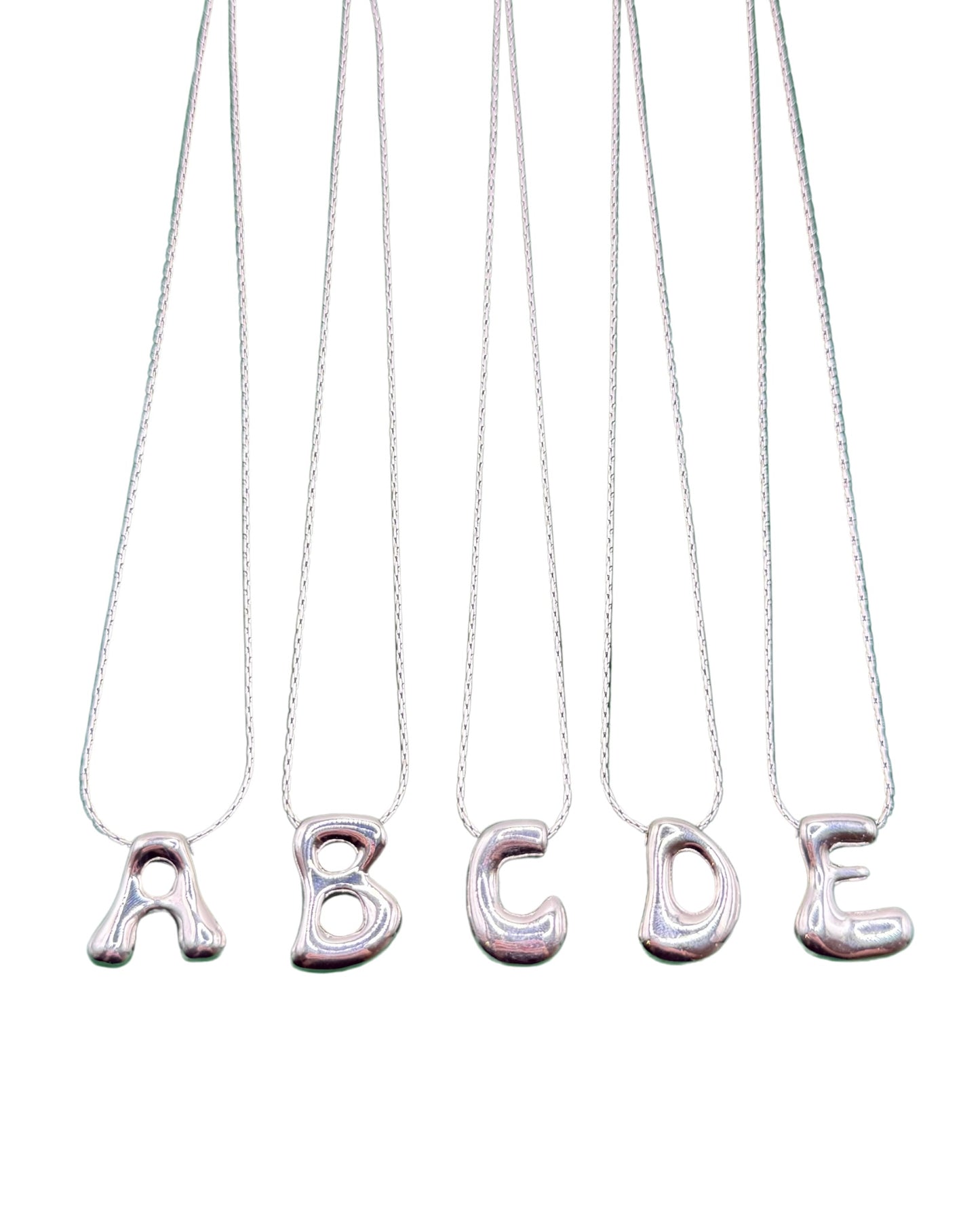 Silver 3D Initial Necklace