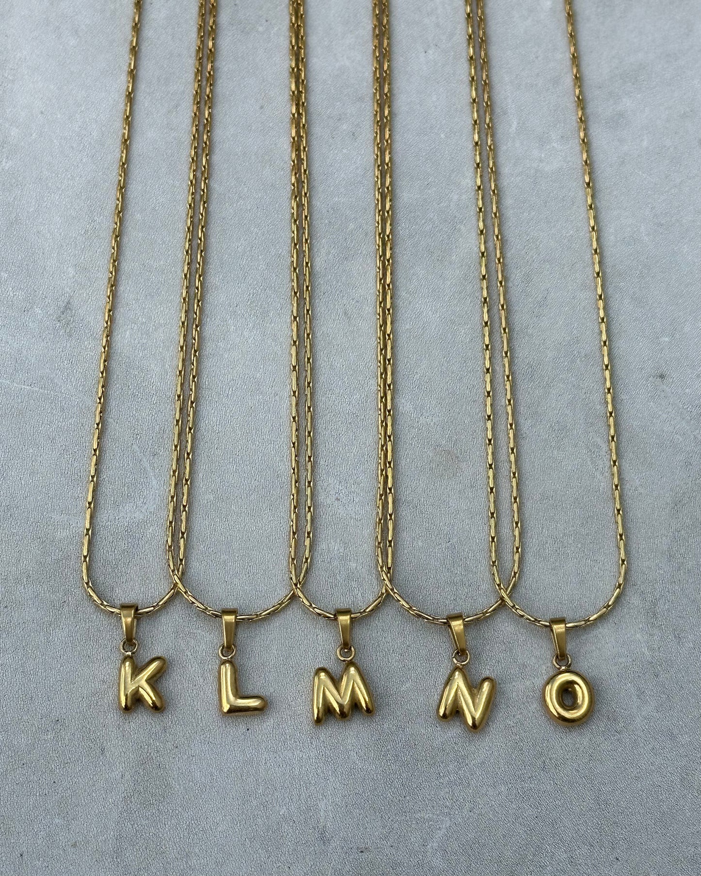 Gold Puffy Initial Necklace