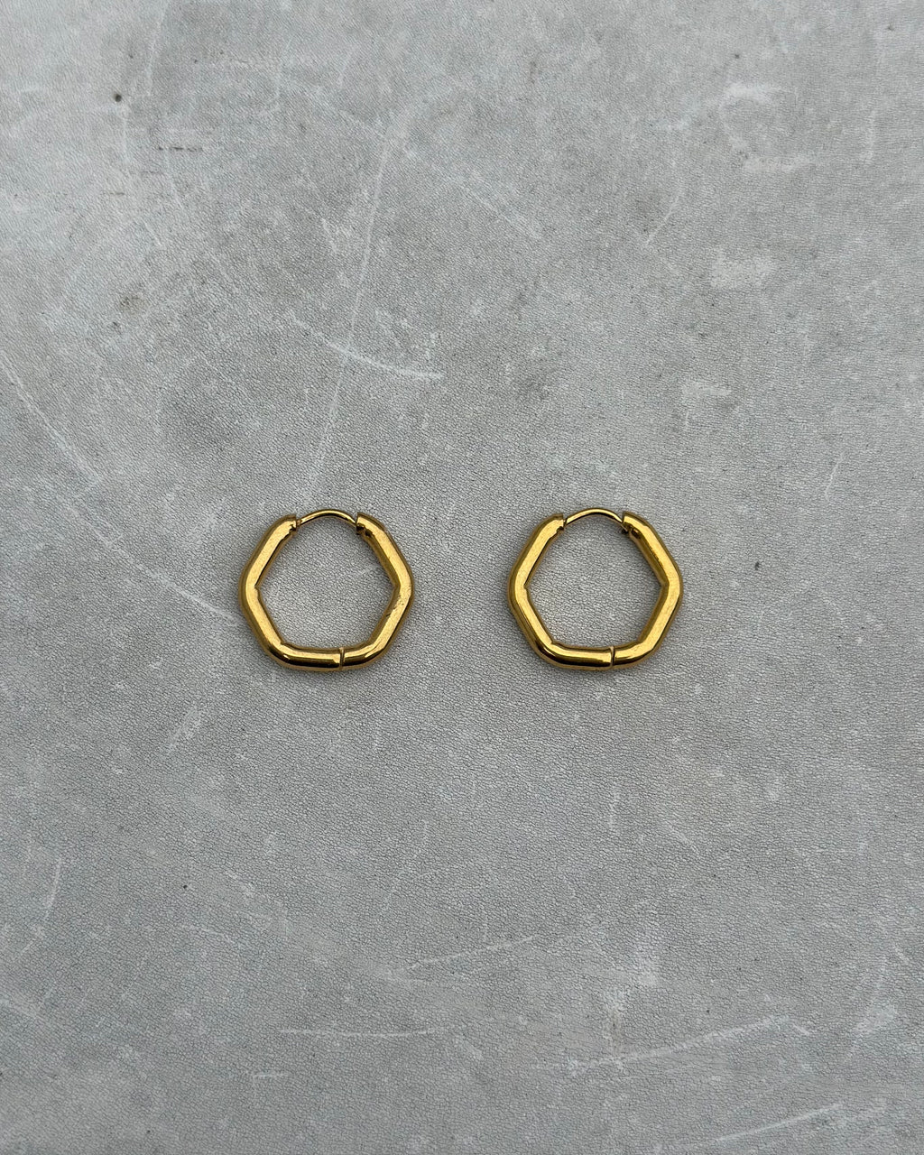 Gold Hexagon Earrings