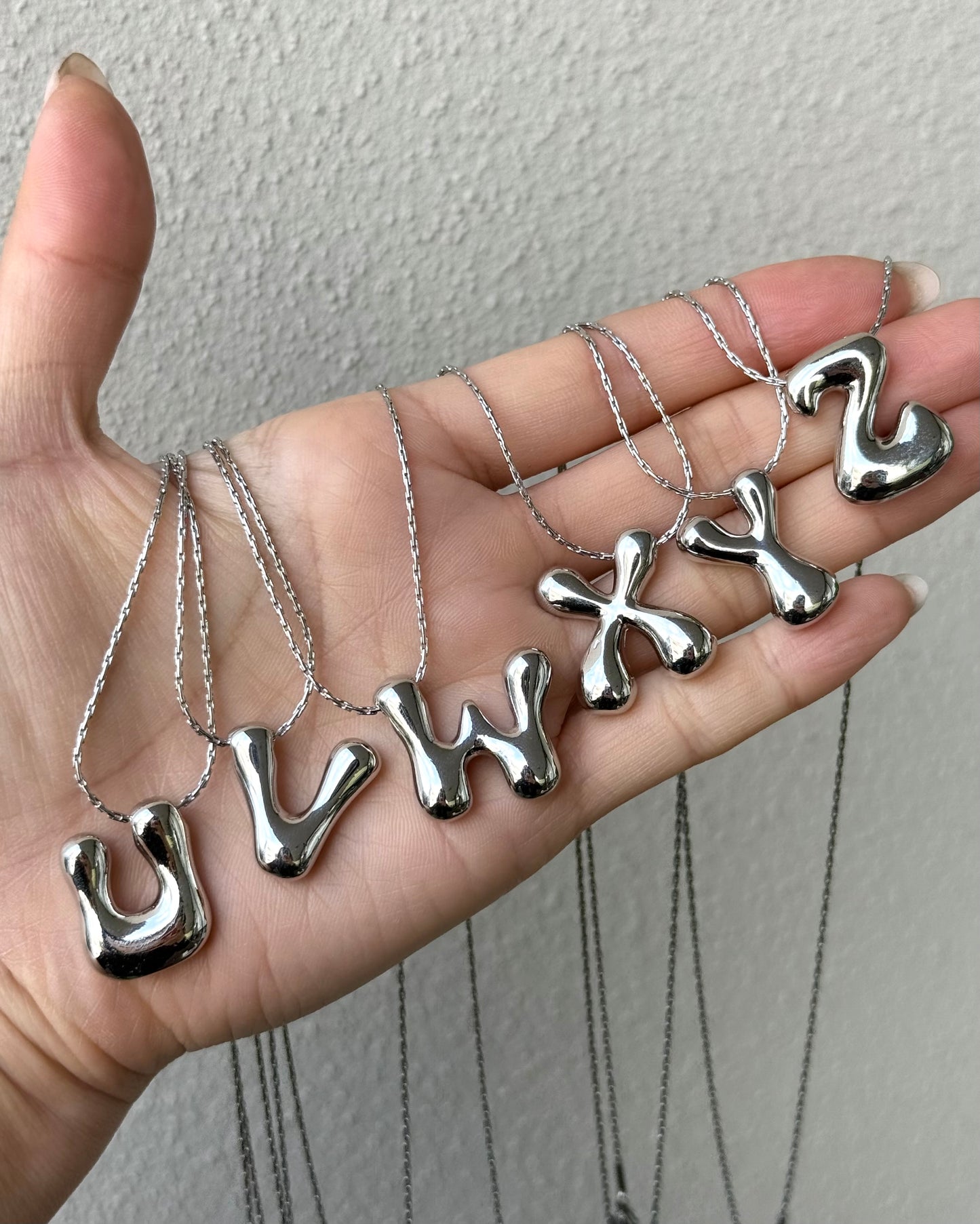 Silver 3D Initial Necklace