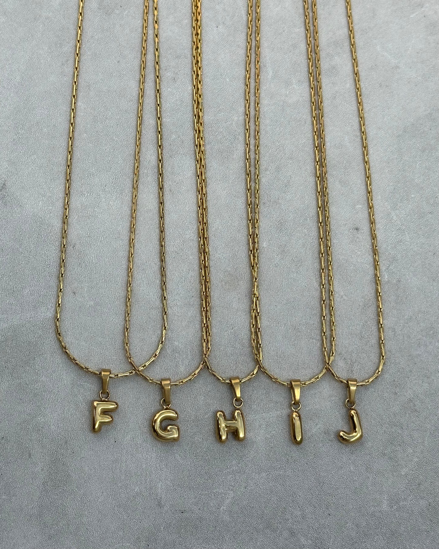 Gold Puffy Initial Necklace