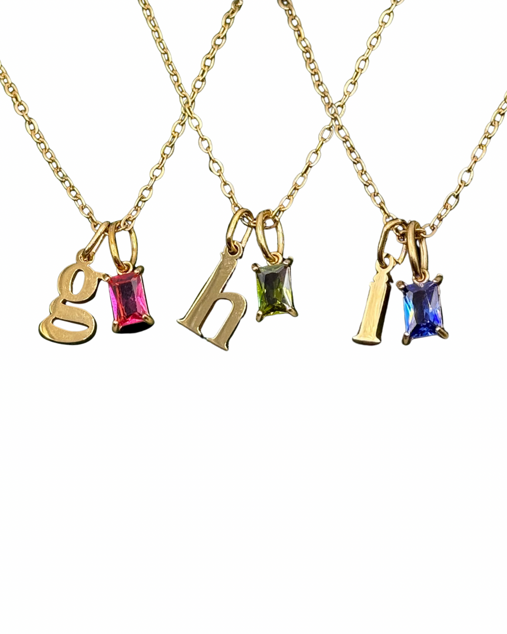 Birthstone Initial Necklace