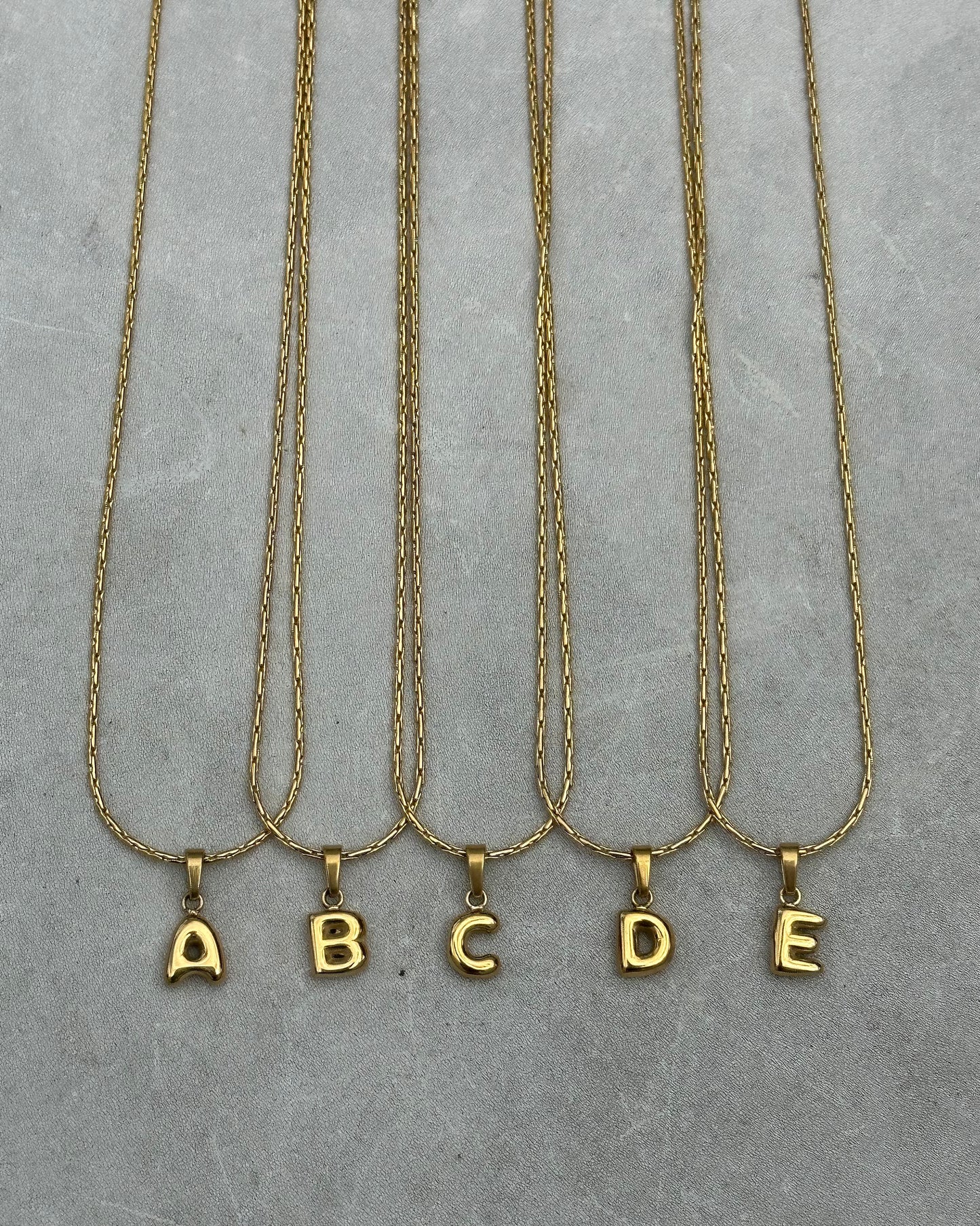 Gold Puffy Initial Necklace