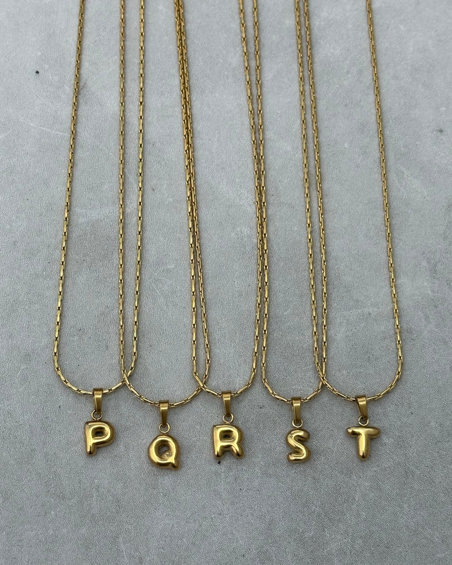 Gold Puffy Initial Necklace