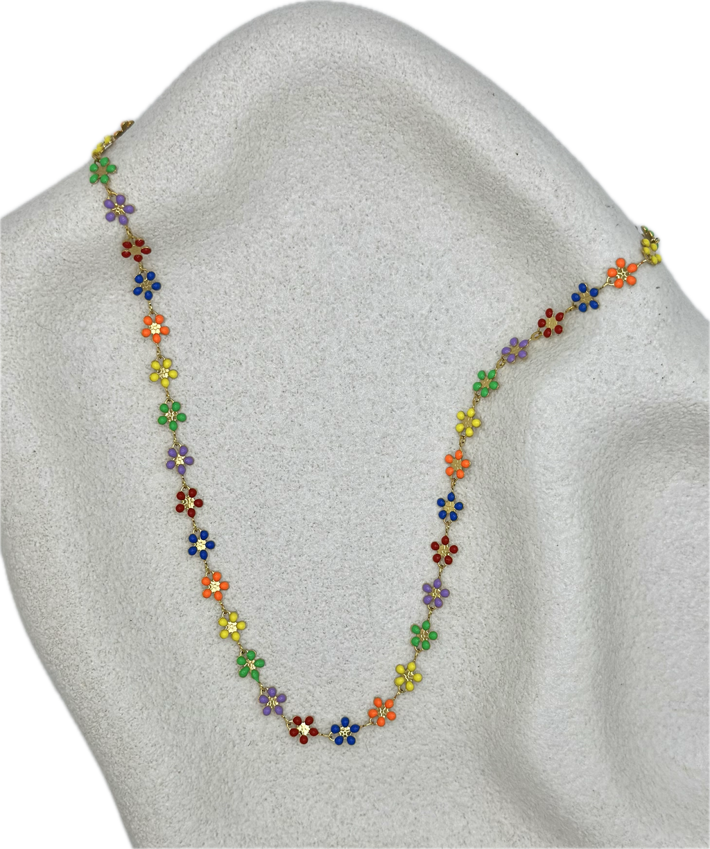 Gold Flower Puff Necklace