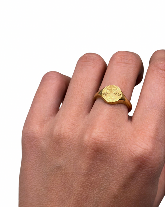 Gold Disco Signet Ring