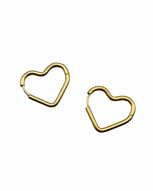 Gold Hollow Heart Earrings