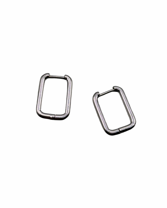 Silver Rectangle Earrings