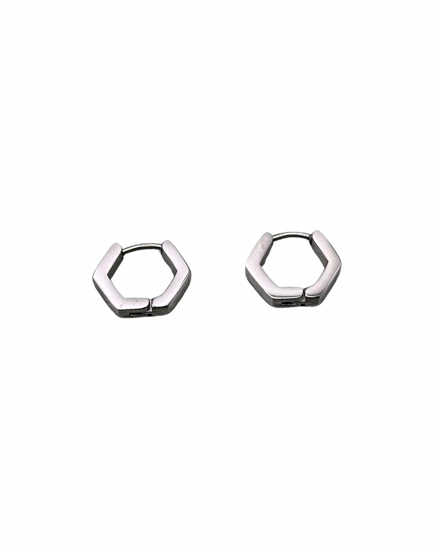 Silver Hexagon Earrings