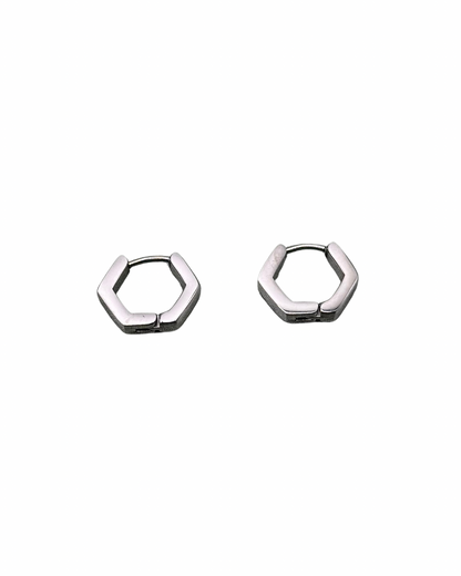 Silver Hexagon Earrings