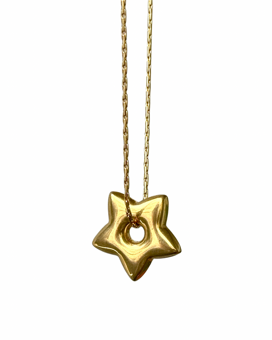 Gold Puffy Star Necklace