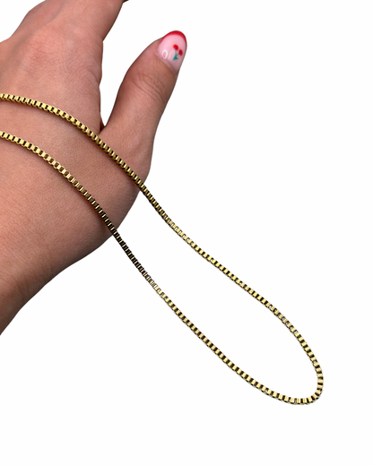 Gold Box Chain Necklace