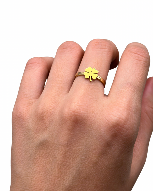 Gold Lucky Clover Ring