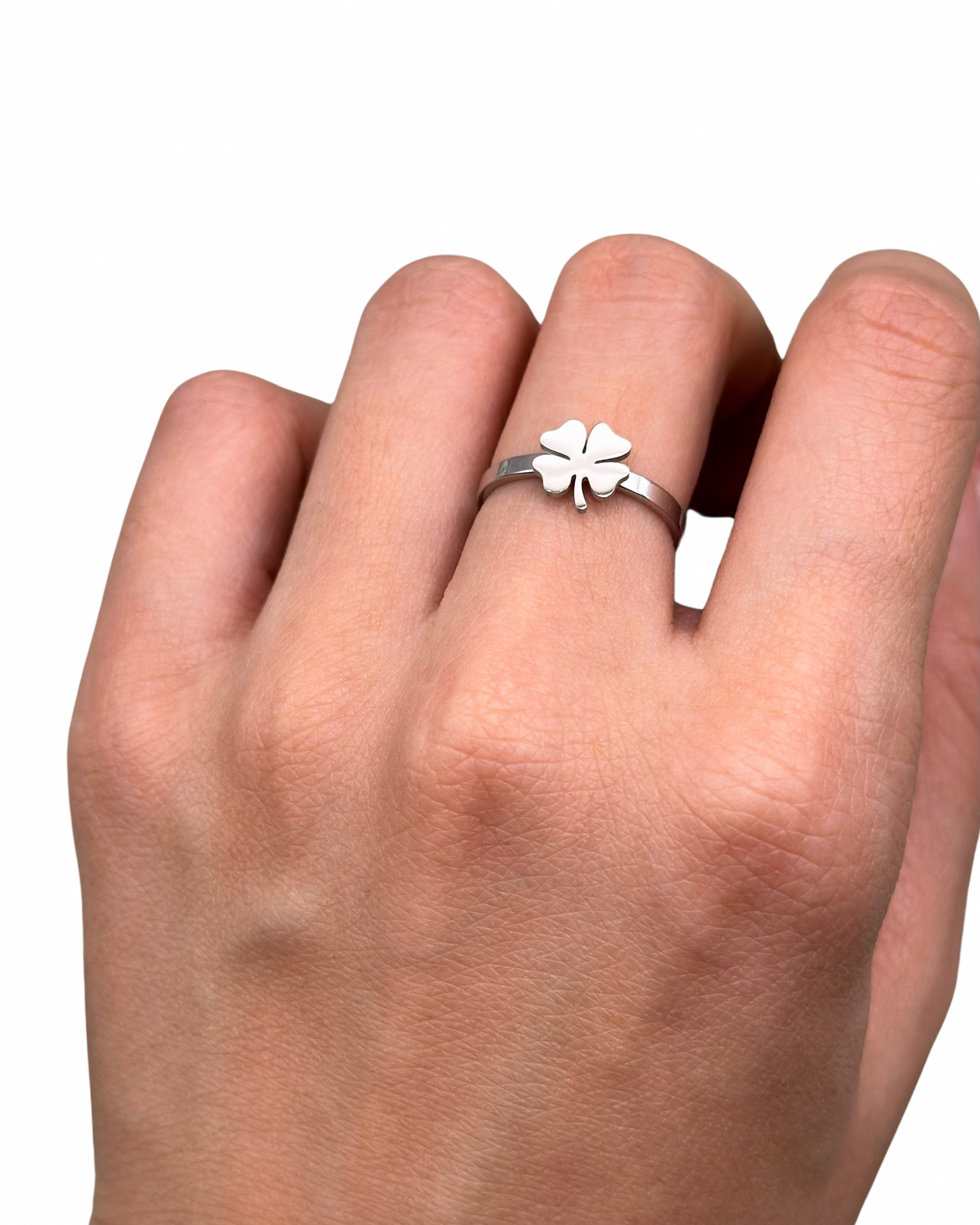 Silver Lucky Clover Ring