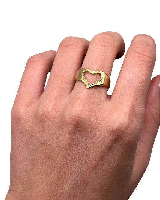 Gold Heart Hands Ring