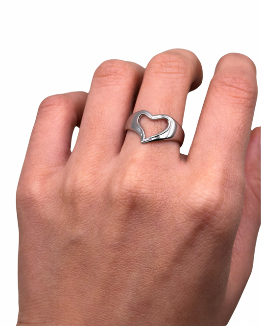 Silver Heart Hands Ring