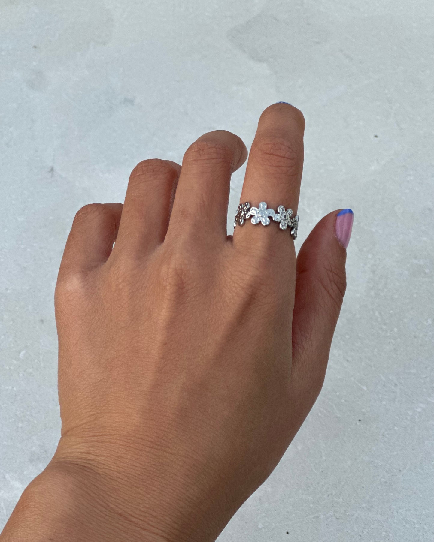 Silver Pressed Flower Ring