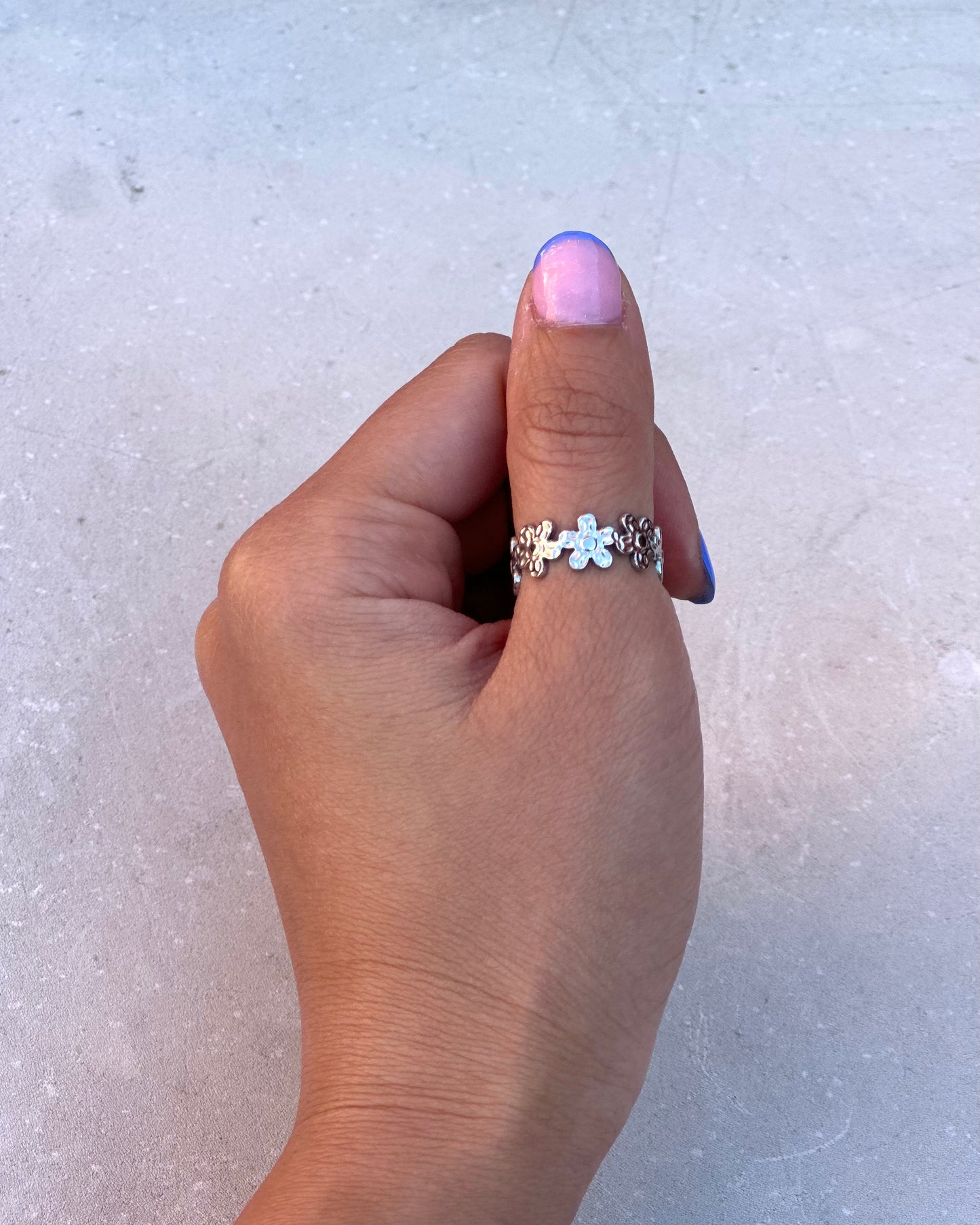 Silver Pressed Flower Ring