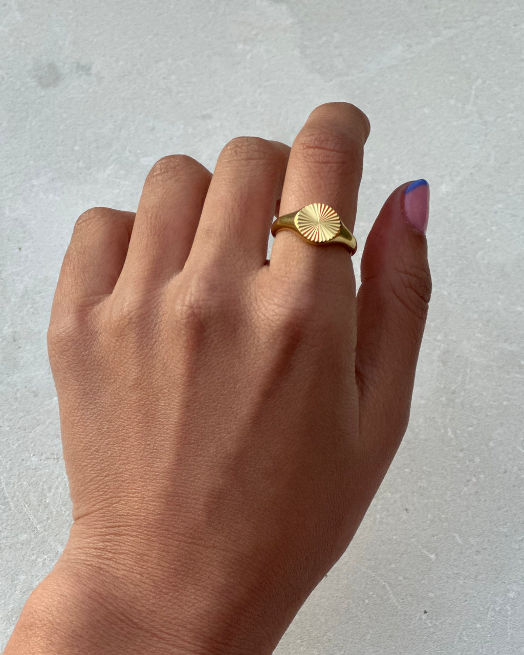 Gold Disco Signet Ring