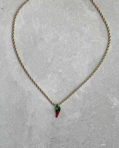 Gold Rope Chilli Necklace