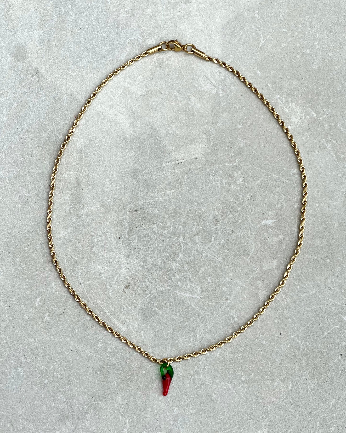 Gold Rope Chilli Necklace